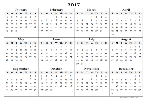 Blank Calendar 2017 Blank Calendar 2017