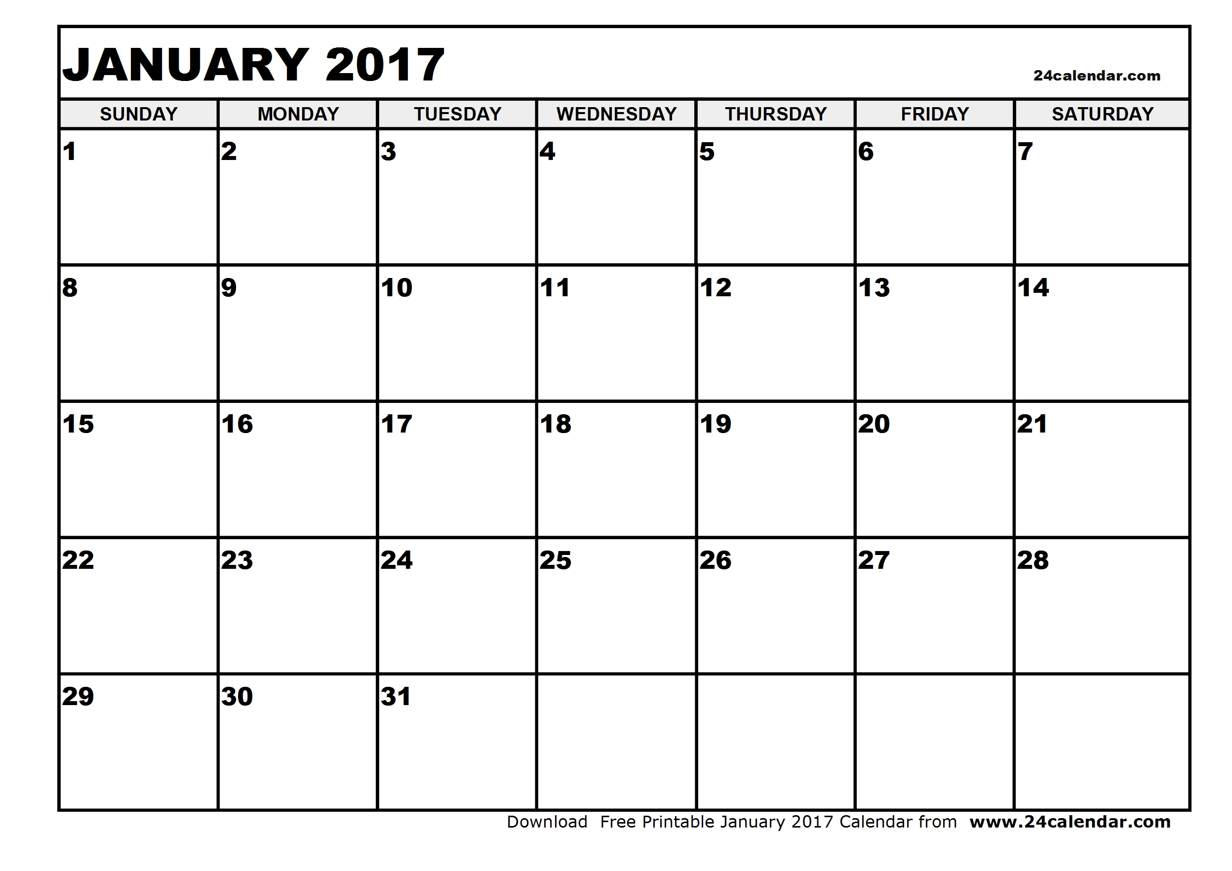 Blank Calendar 2017 Blank Calendar 2017