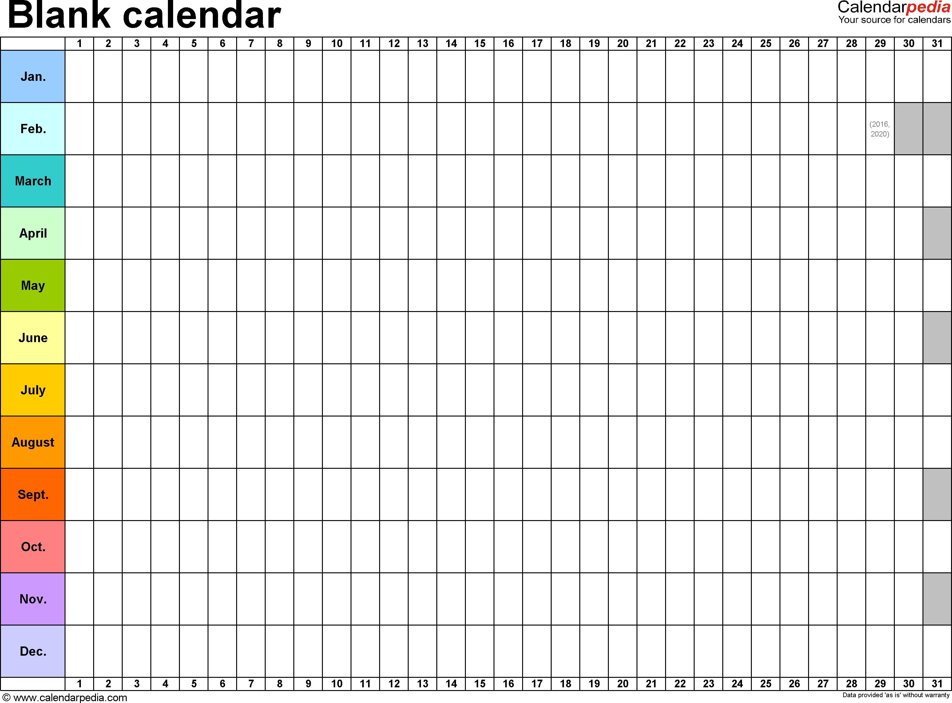 Blank calendar grids Blank calendar grids