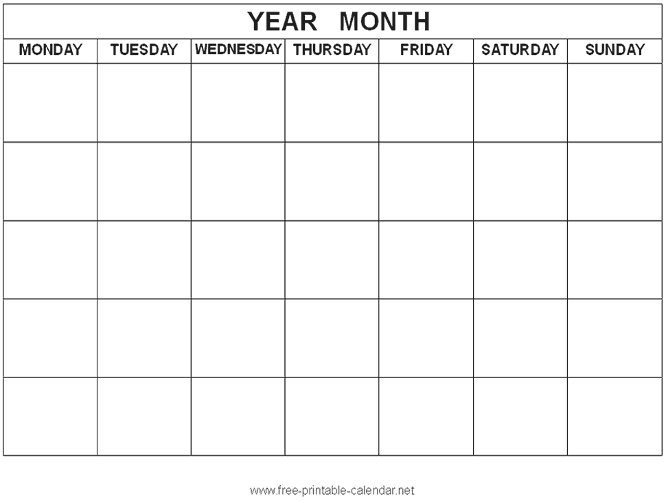 Blank Calendar Blank Calendar