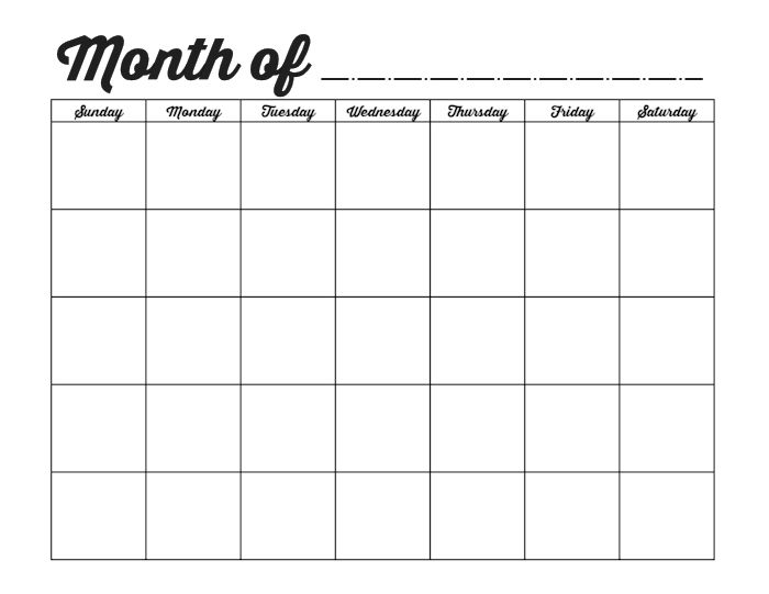 Blank Calendar Pages Blank Calendar Pages