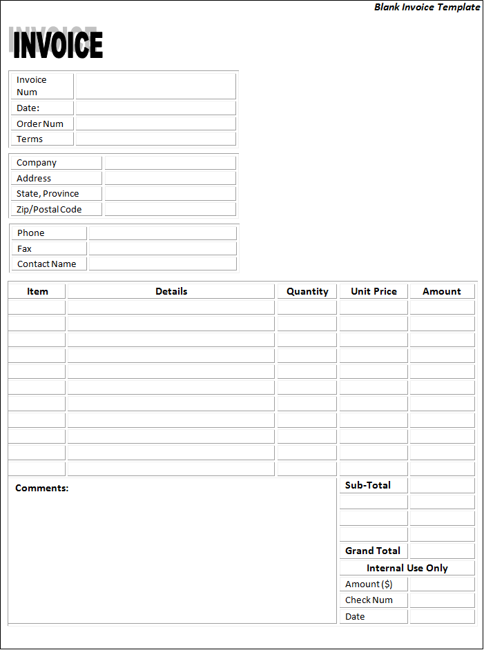 Blank Invoice Doc | printable invoice template