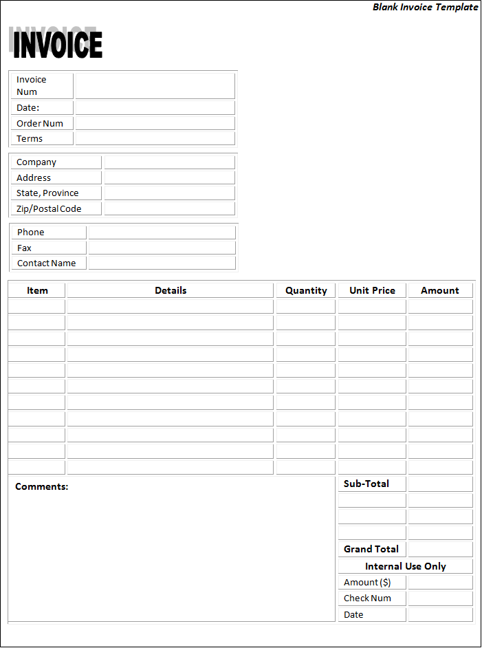 Blank Invoice Doc | printable invoice template Blank Invoice Doc | printable invoice template