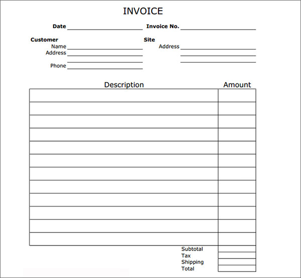 Blank Invoice Doc Template | Besttemplate123 Blank Invoice Doc Template | Besttemplate123