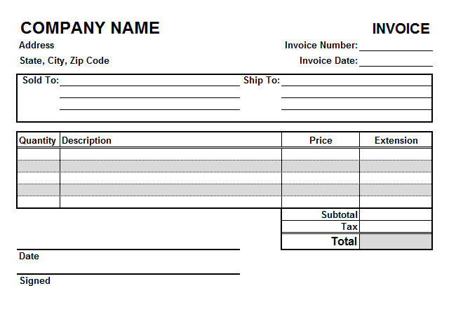 Blank Invoice Excel | printable invoice template Blank Invoice Excel | printable invoice template