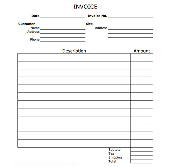 Blank Invoice Excel | printable invoice template