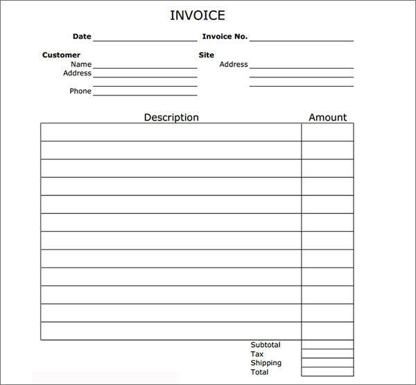 Blank Invoice Format | printable invoice template Blank Invoice Format | printable invoice template