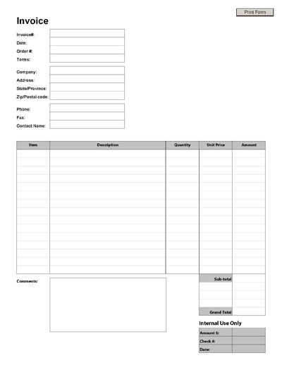 Blank Invoice Paper | printable invoice template