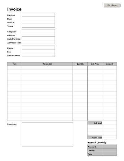 Blank Invoice Paper | printable invoice template Blank Invoice Paper | printable invoice template