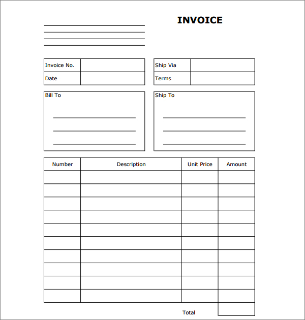 Blank Invoice Template Printable Blank Invoice Template Printable