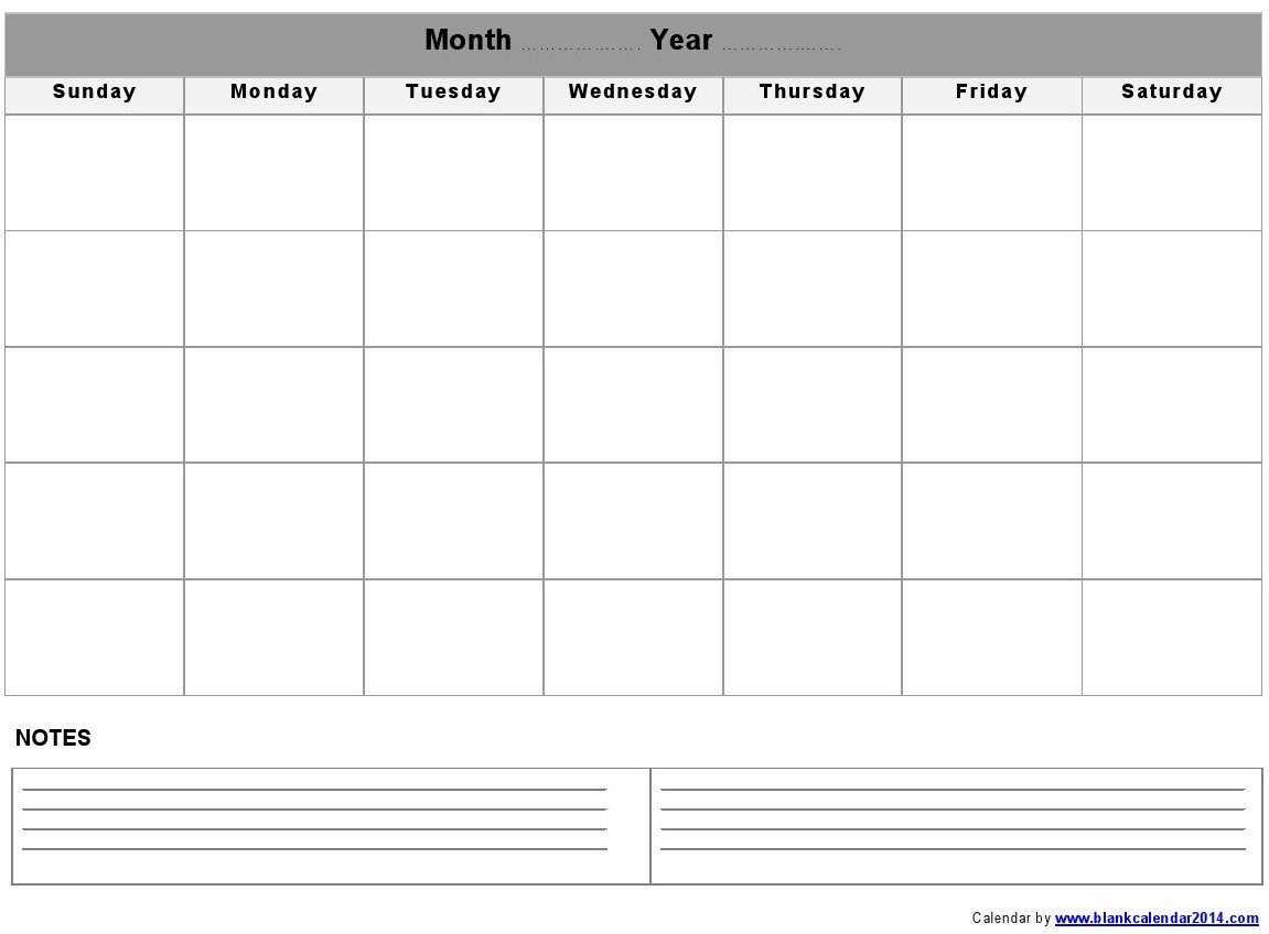 Blank Month Calendar Template | printable calendar templates