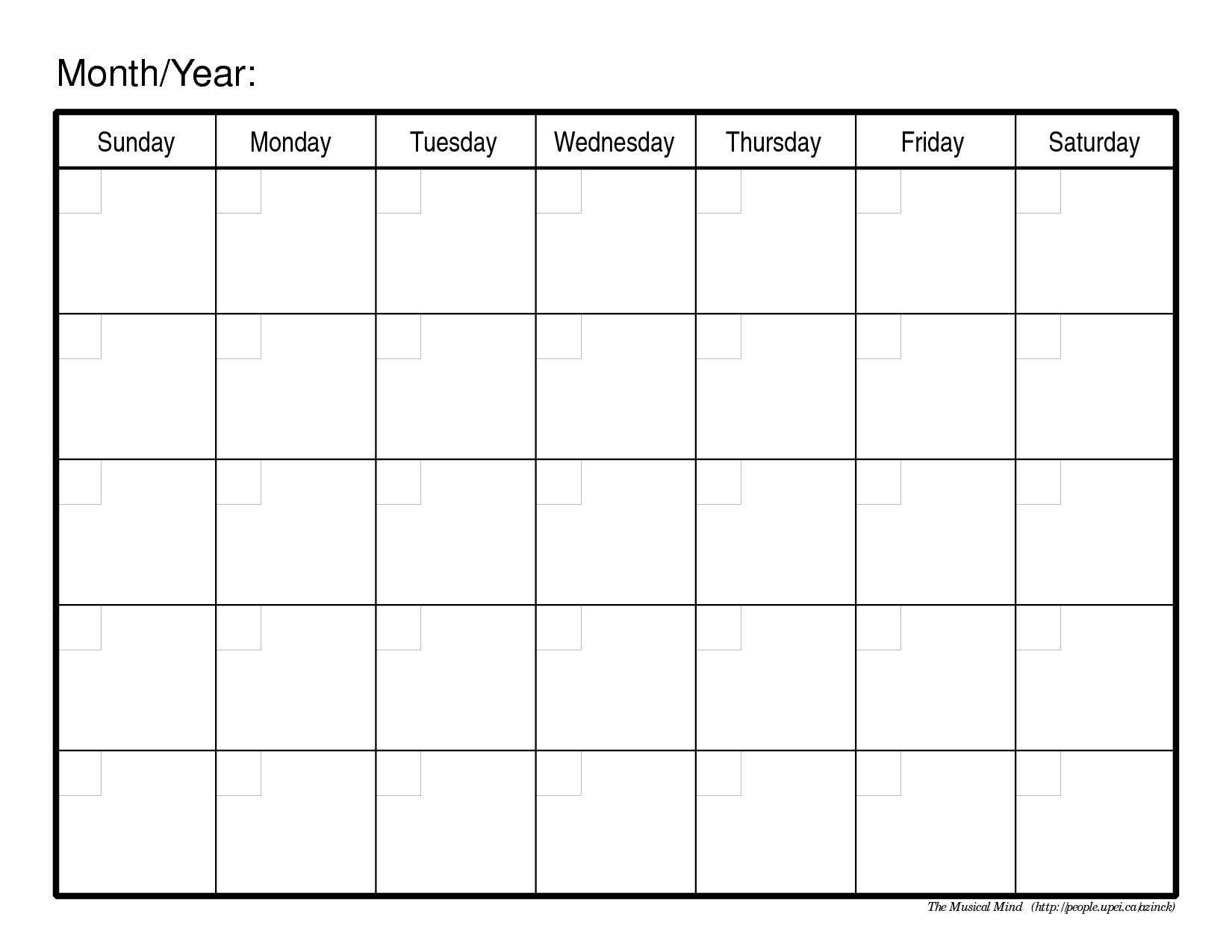 Blank Month Calendar Template | printable calendar templates