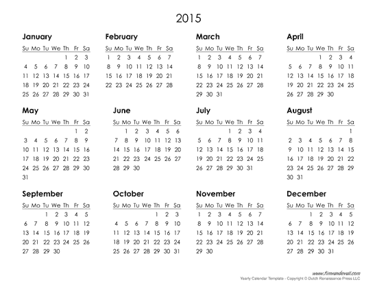 free printable yearly calendar