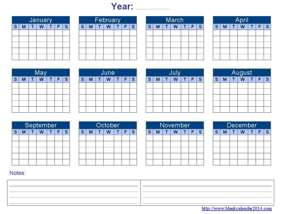 Blank Yearly Calendar Template Excel | printable calendar templates