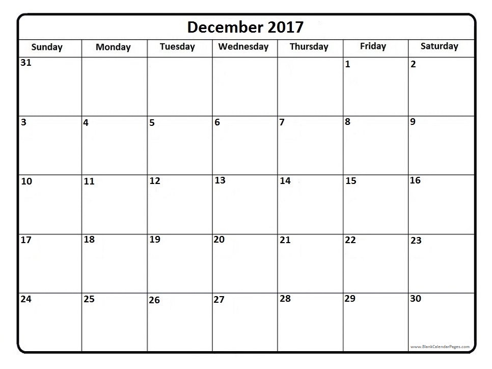 December 2017 Calendar | weekly calendar template December 2017 Calendar | weekly calendar template