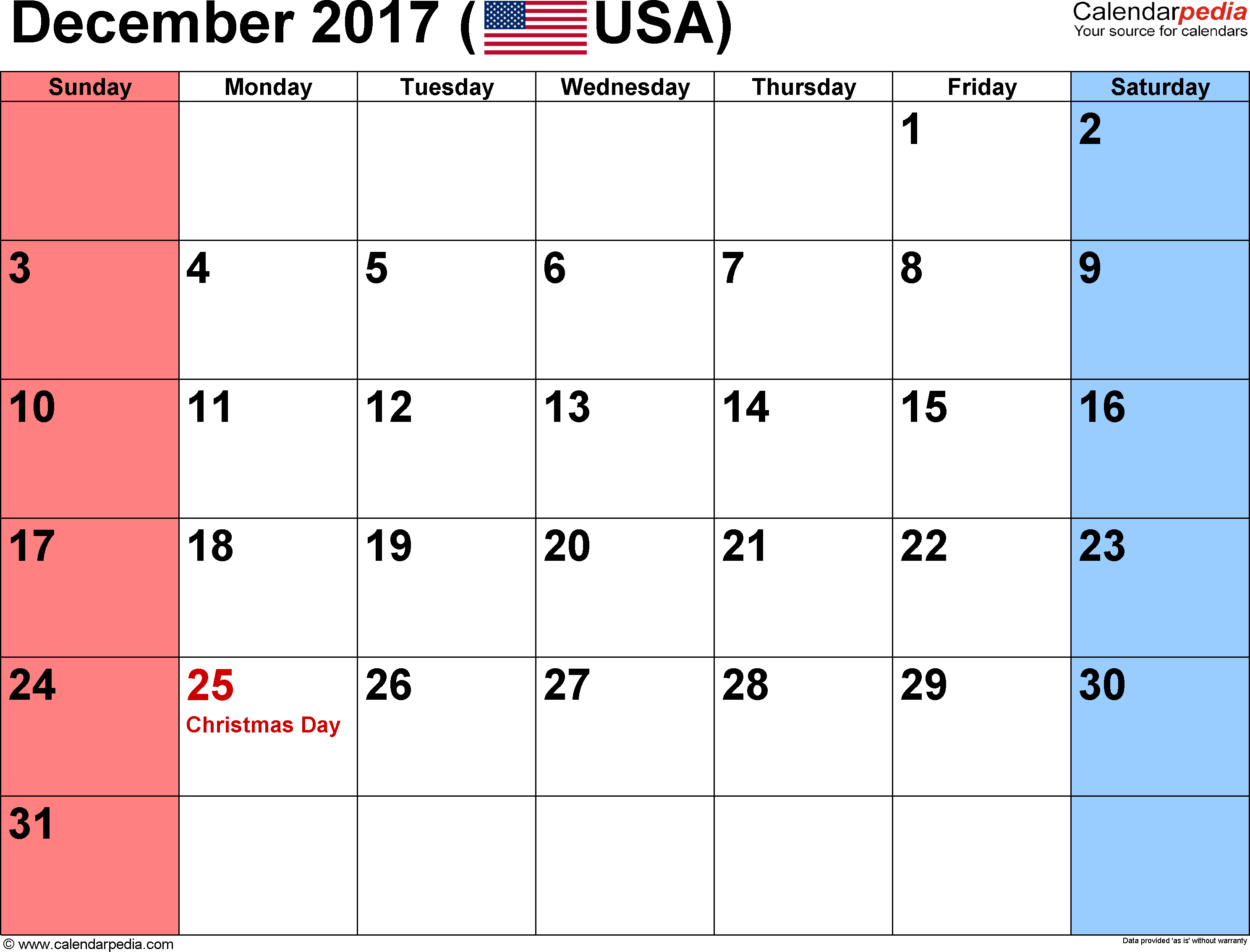 December 2017 Calendars for Word, Excel & PDF December 2017 Calendars for Word, Excel & PDF