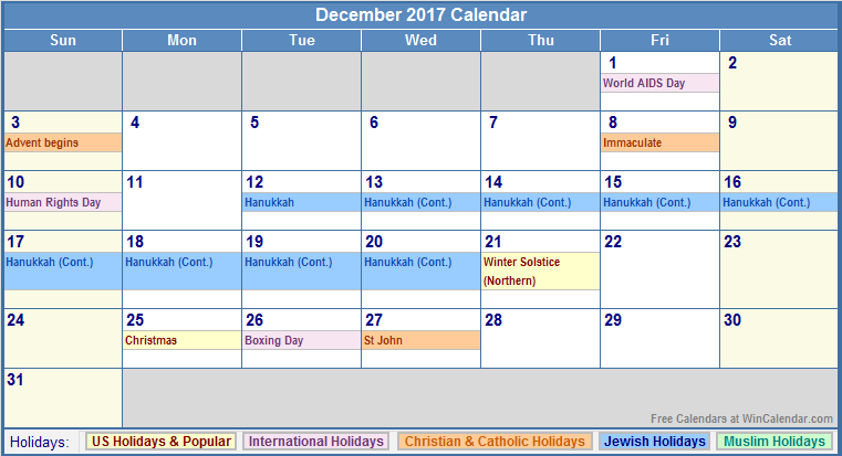 December 2017 Calendar With Holidays | printable calendar templates December 2017 Calendar With Holidays | printable calendar templates