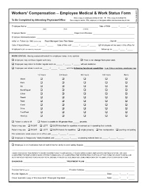 Fillable Online Employee Medical & Work Status Form State of 