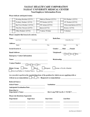 Fillable Online NHCC Non Employee Information Form Nassau Fillable Online NHCC Non Employee Information Form Nassau