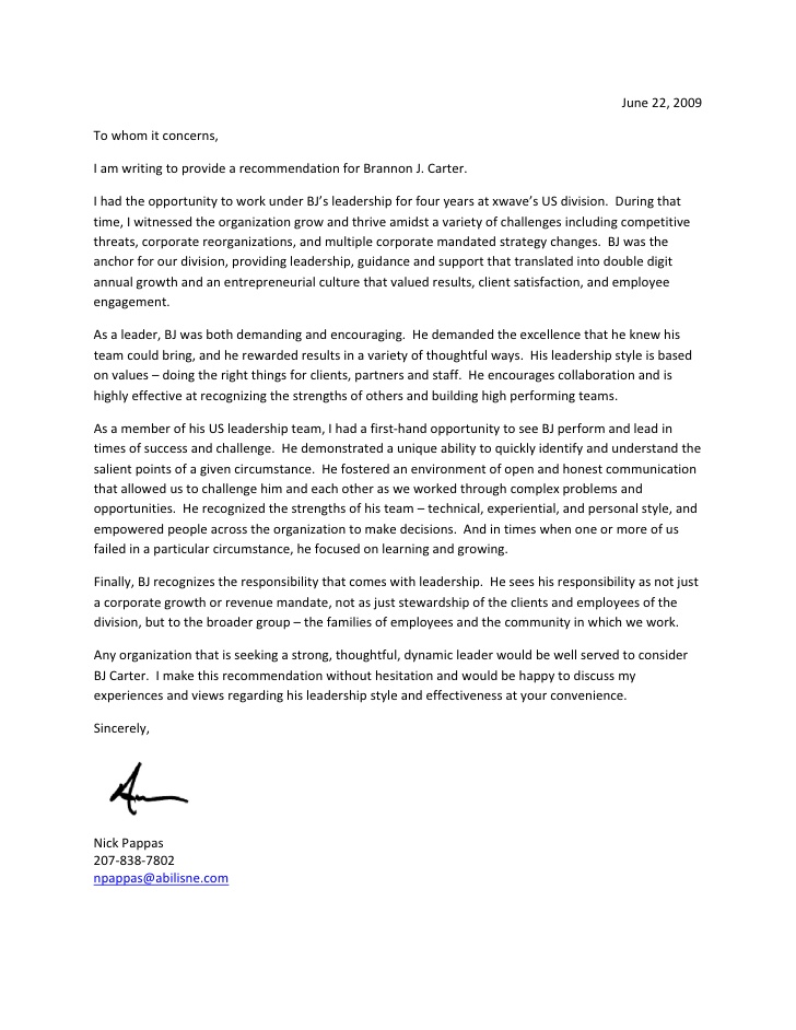 Job Recommendation Letter For An Employee Job Recommendation Letter For An Employee