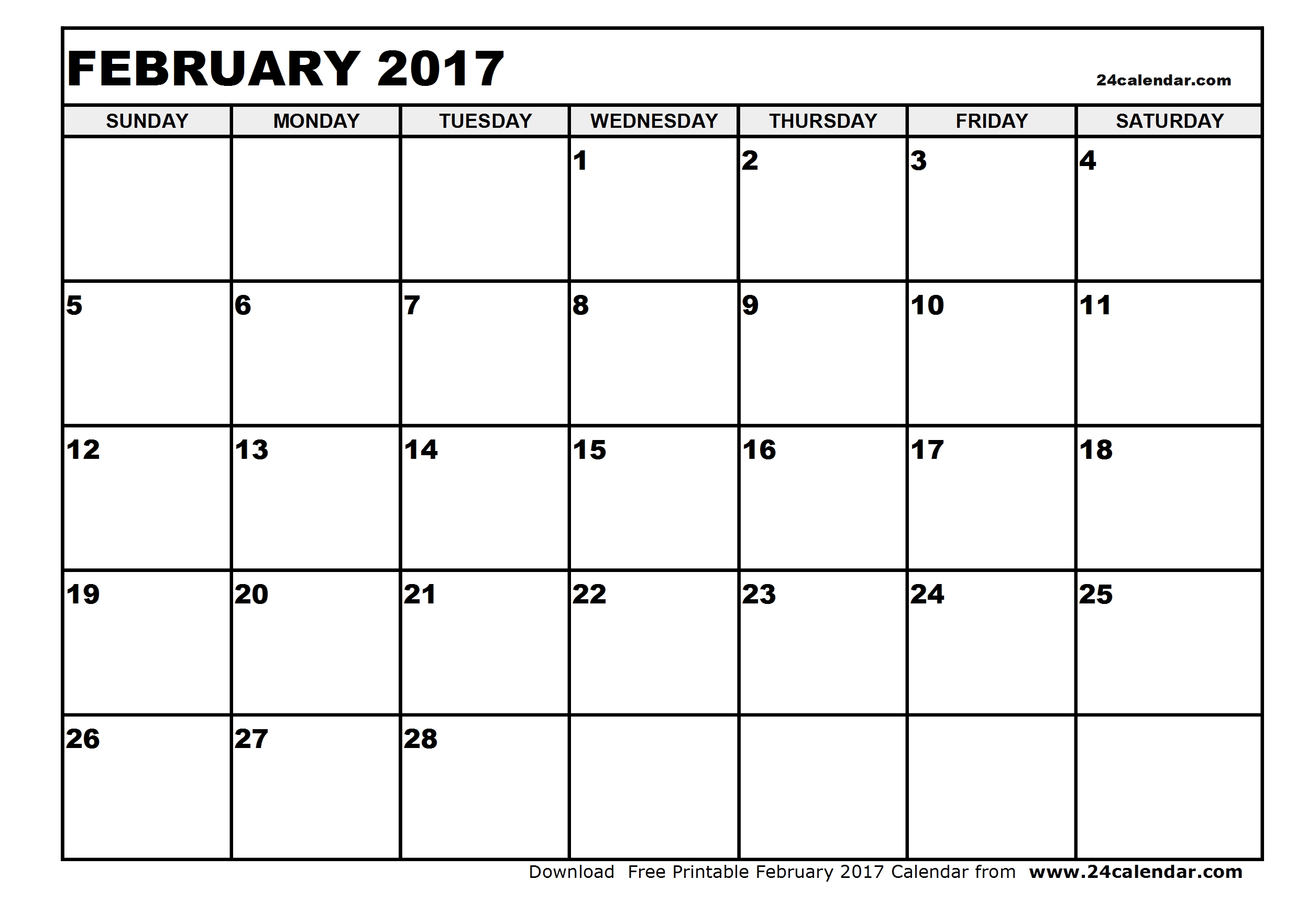 February 2017 Calendar Excel Template