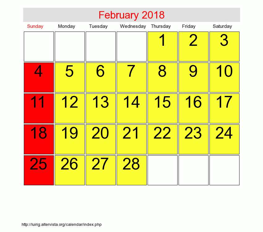 February 2018 Calendar Printable with Holidays PDF and February 2018 Calendar Printable with Holidays PDF and