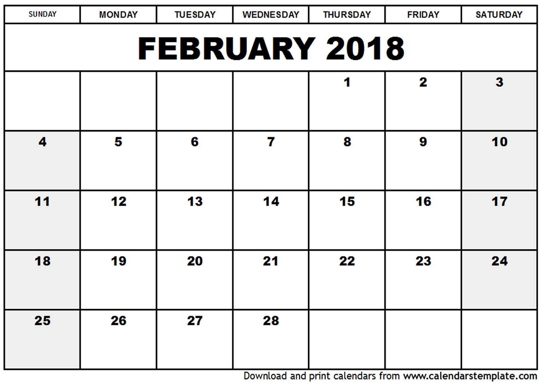February 2018 Calendar February 2018 Calendar