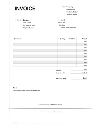 Free Blank Invoice Template for Microsoft Word