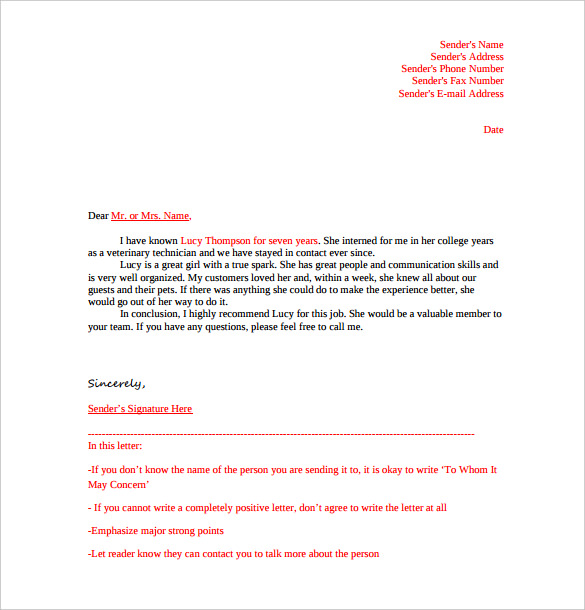 Free Sample Letter Of Recommendation | Crna Cover Letter