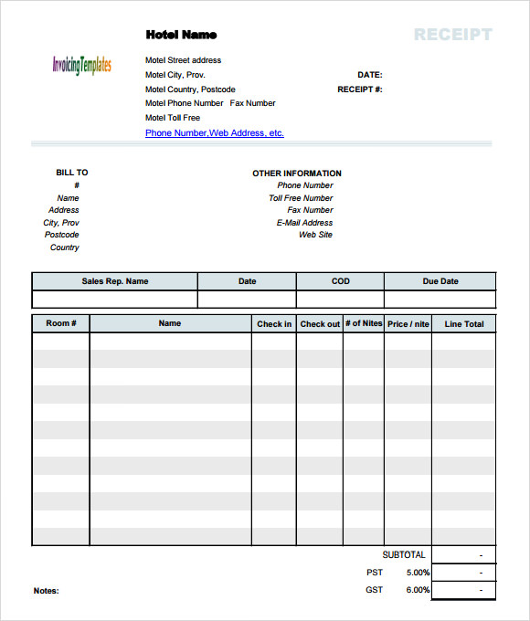 Sample Hotel Receipt Template 9+ Free Download for PDF , Word Sample Hotel Receipt Template 9+ Free Download for PDF , Word