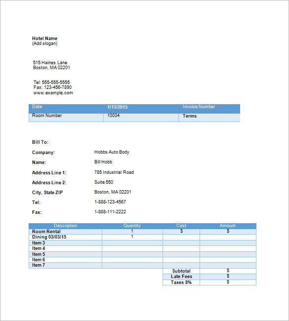 Hotel Invoice Template – 8+ Free Word, Excel, PDF Format Download Hotel Invoice Template – 8+ Free Word, Excel, PDF Format Download