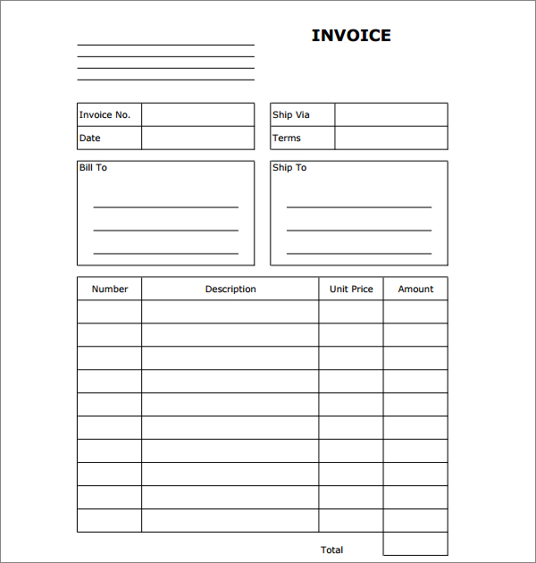 Blank Invoice To Print | printable invoice template
