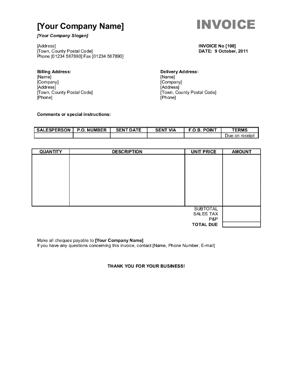 Free Invoice Templates For Word, Excel, Open Office | InvoiceBerry Free Invoice Templates For Word, Excel, Open Office | InvoiceBerry