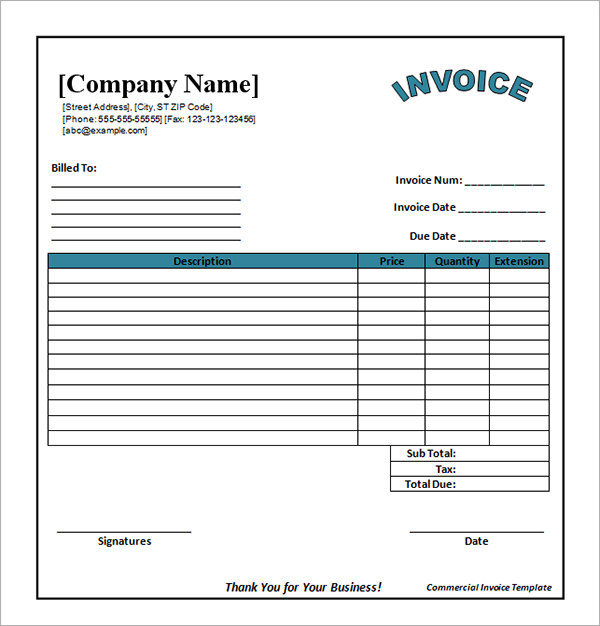 Invoice Template Excel Download Free | Best Business Template