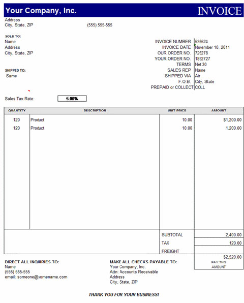 Free Invoice Template for Excel Free Invoice Template for Excel