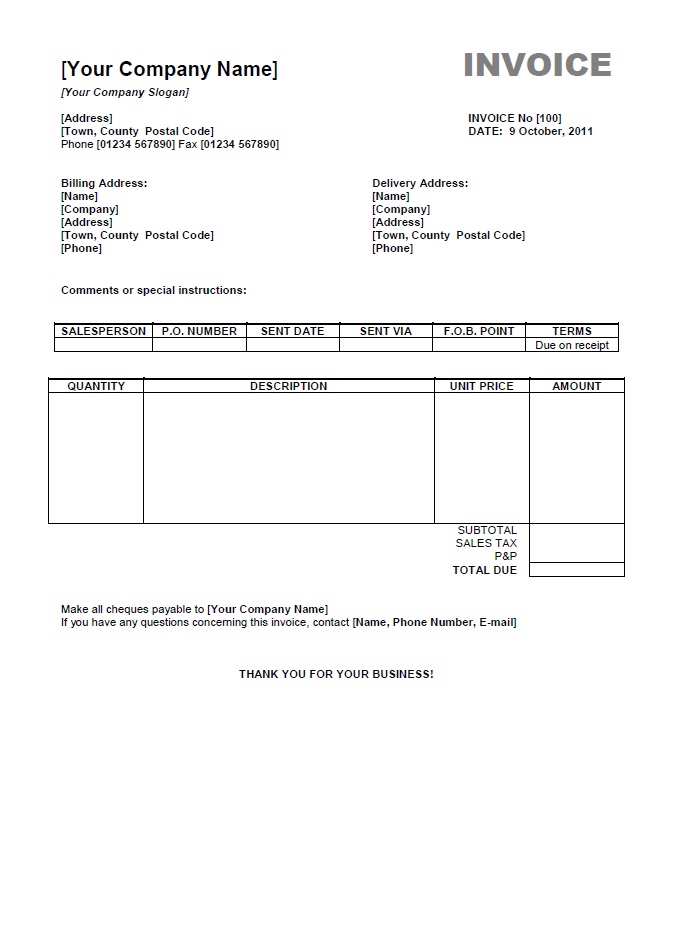 Free Invoice Templates For Word, Excel, Open Office | InvoiceBerry Free Invoice Templates For Word, Excel, Open Office | InvoiceBerry