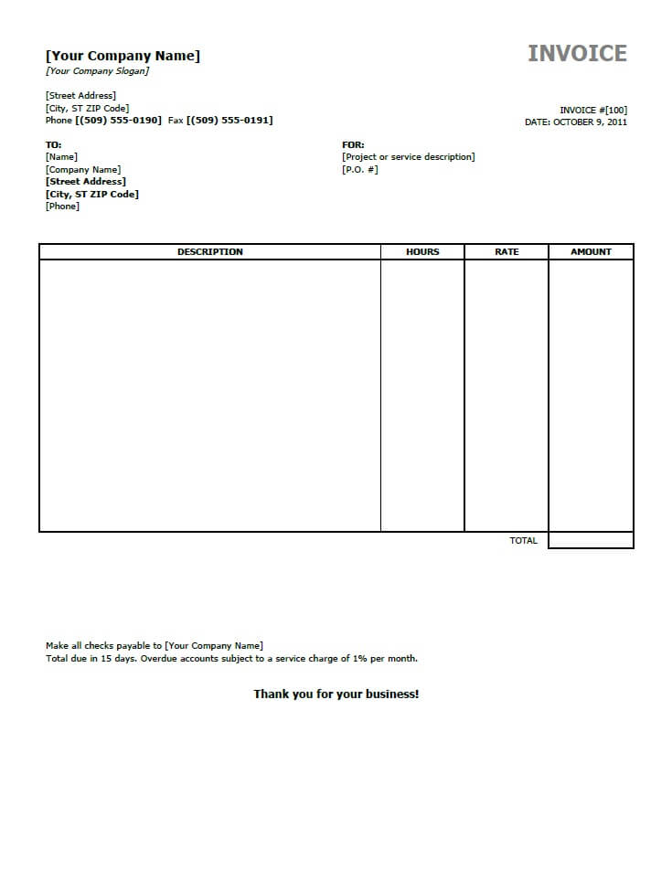Invoice Template Free Word | printable invoice template