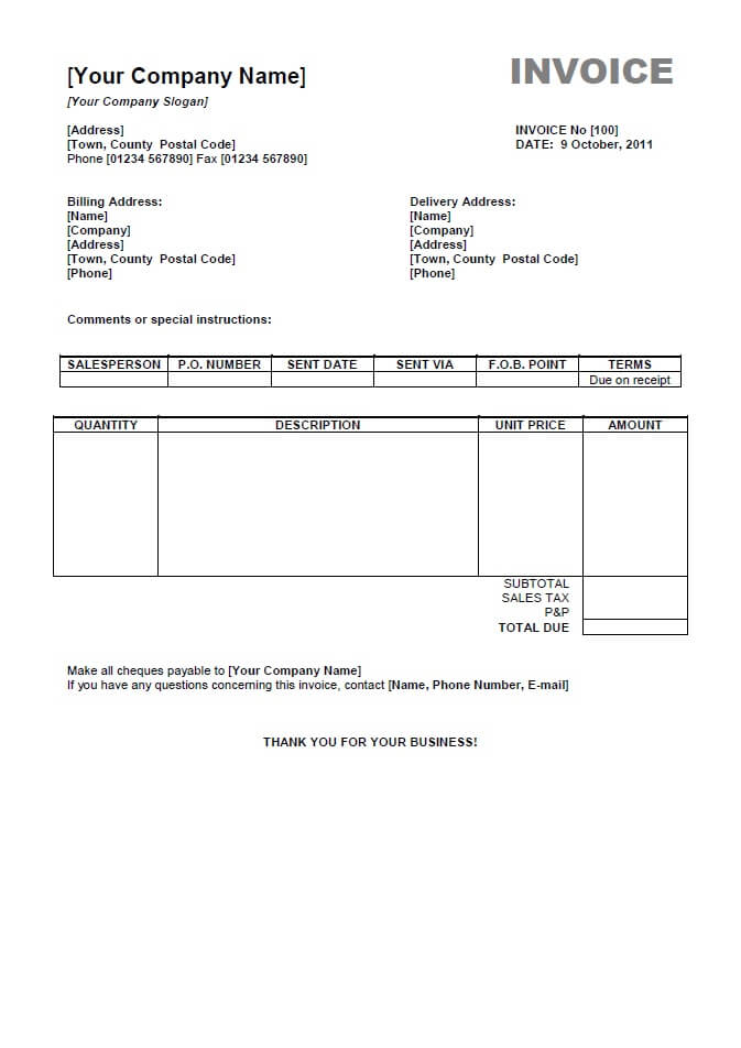 Invoice Template In Word Format | free to do list