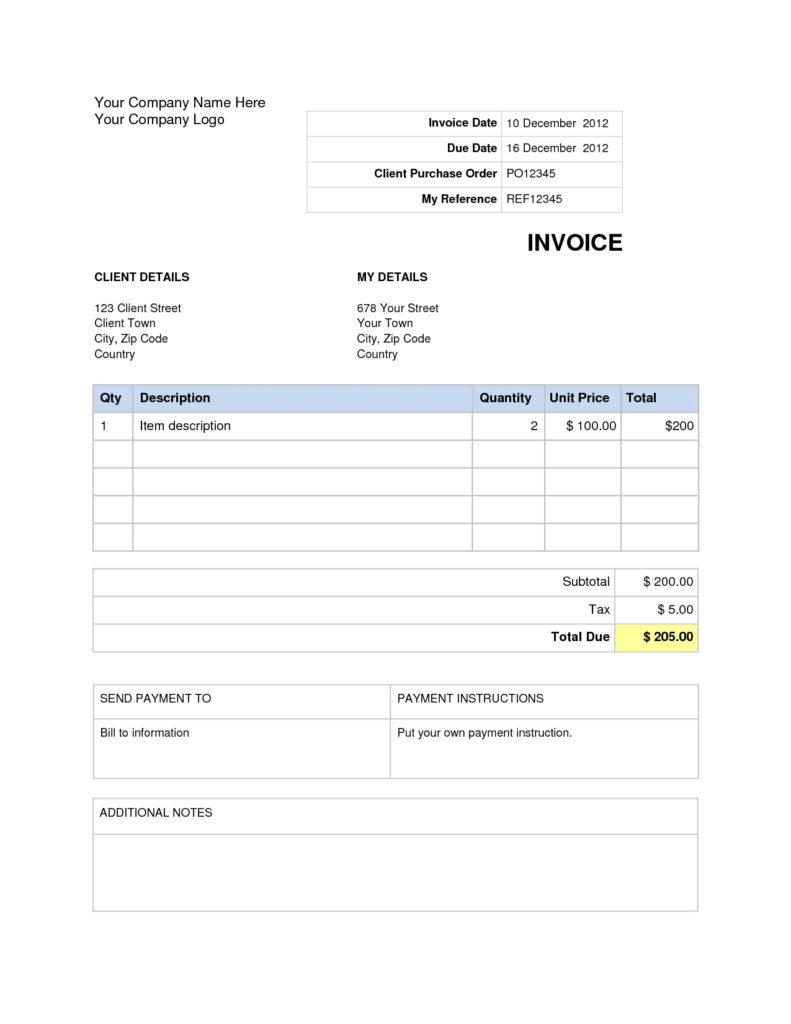 free microsoft invoice template