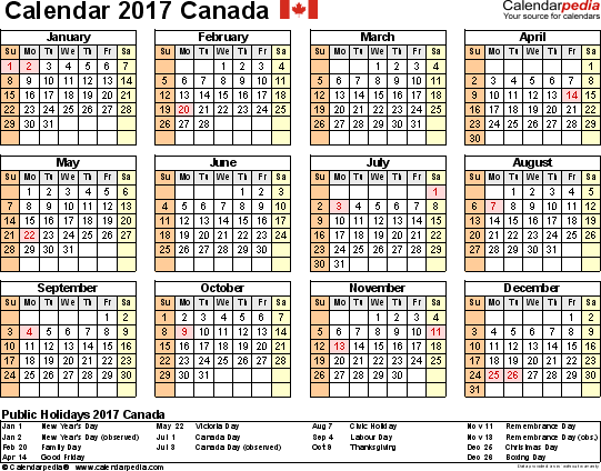 July 2017 Calendar Canada Templates Free Printable