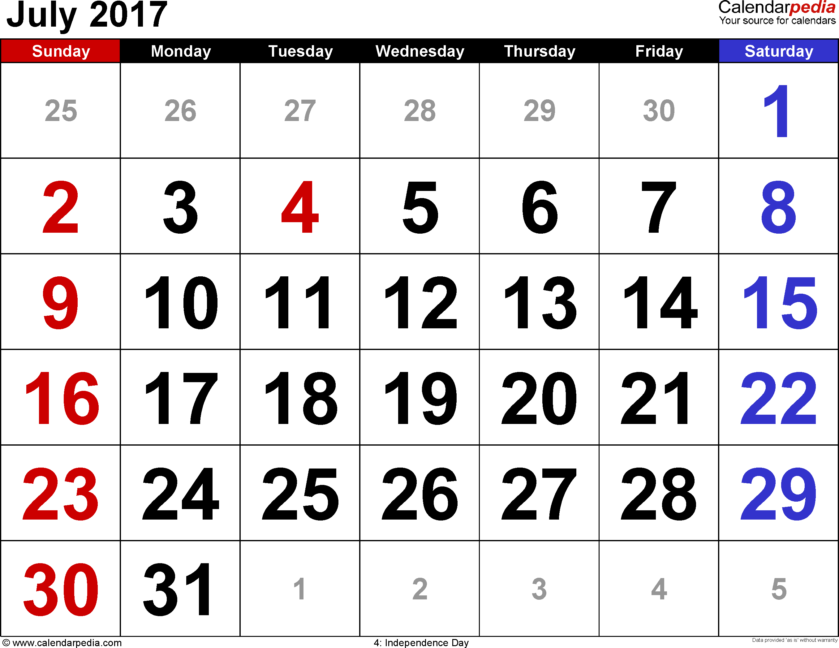 July 2017 Calendars for Word, Excel & PDF July 2017 Calendars for Word, Excel & PDF