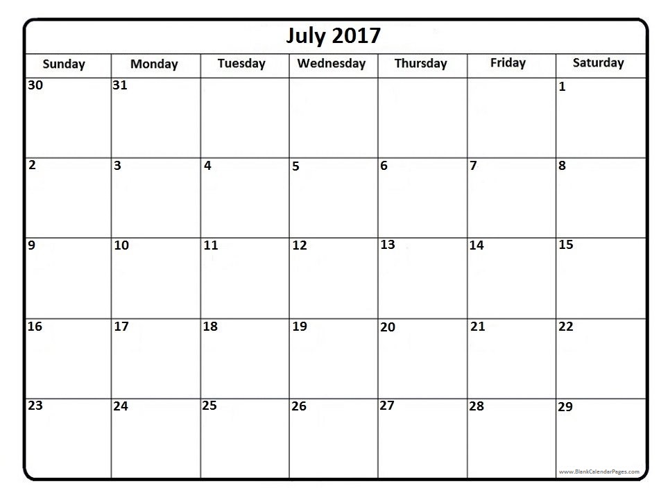 printable july 2017 calendar – Calendar light