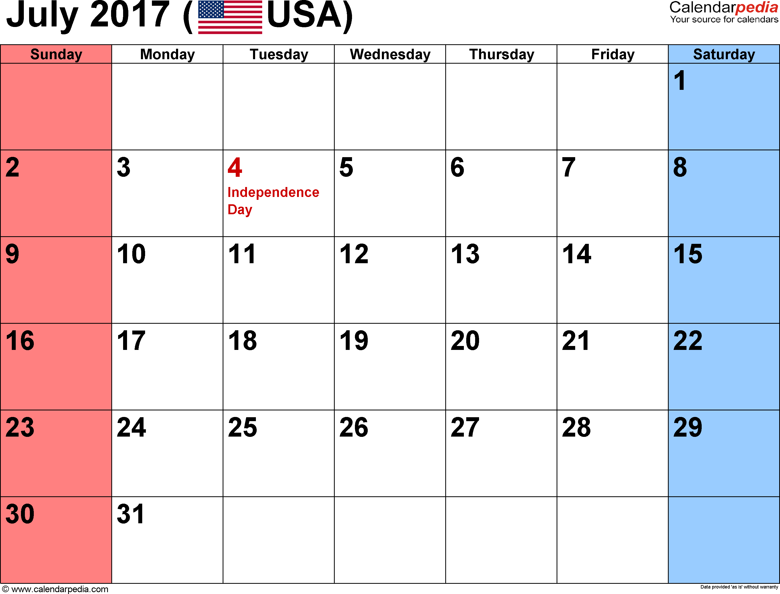 July 2017 Calendars for Word, Excel & PDF July 2017 Calendars for Word, Excel & PDF