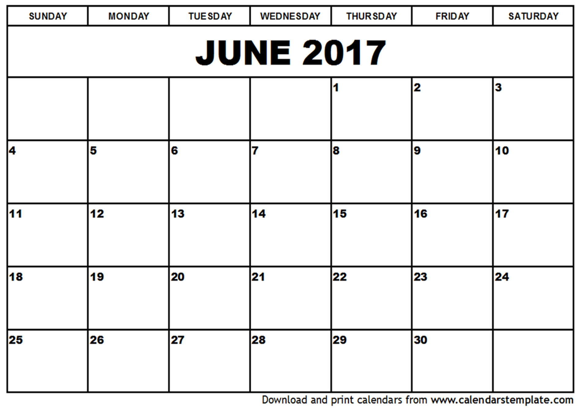 June 2017 Calendar With US Holidays