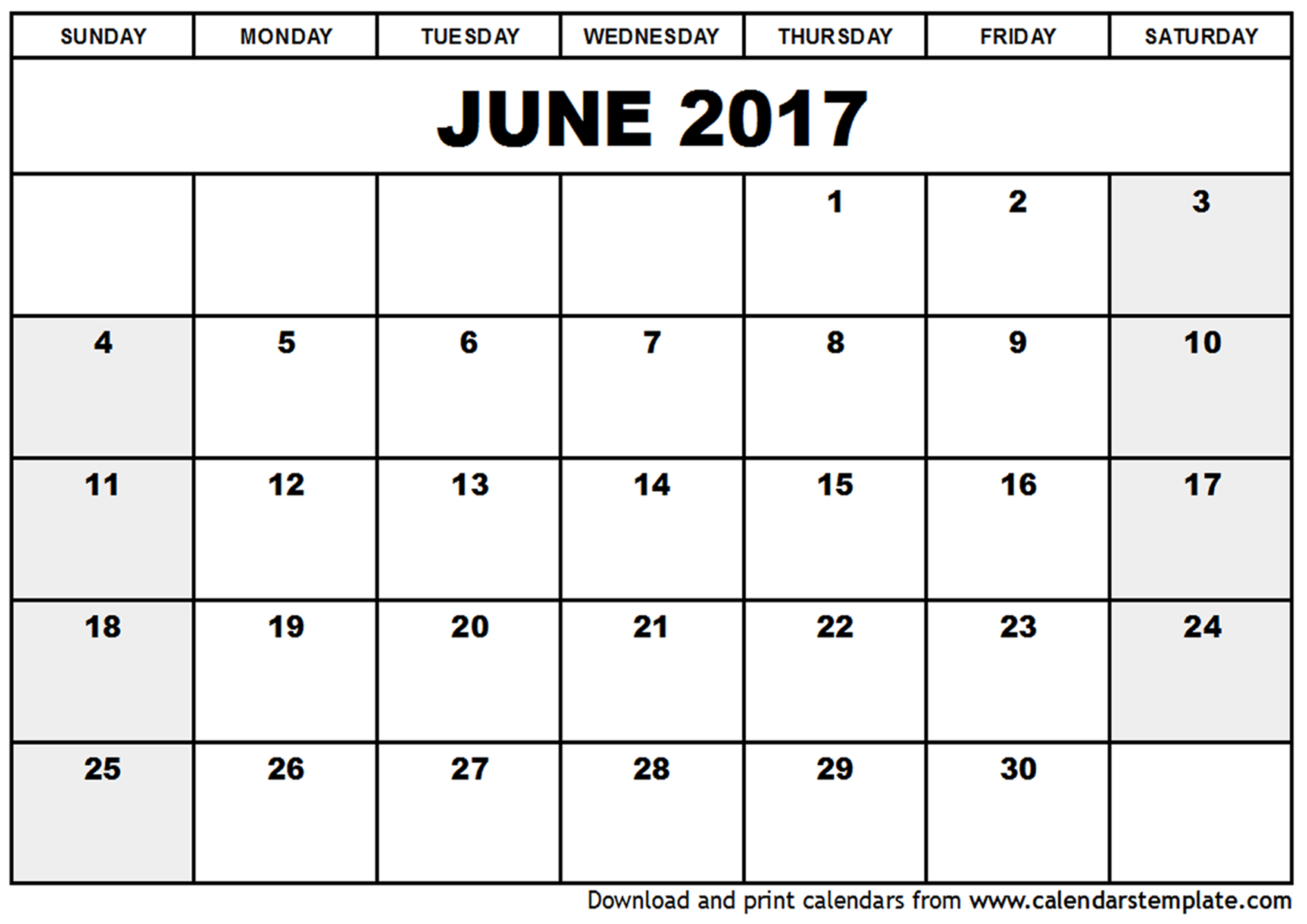 printable june 2017 calendar – Calendar light