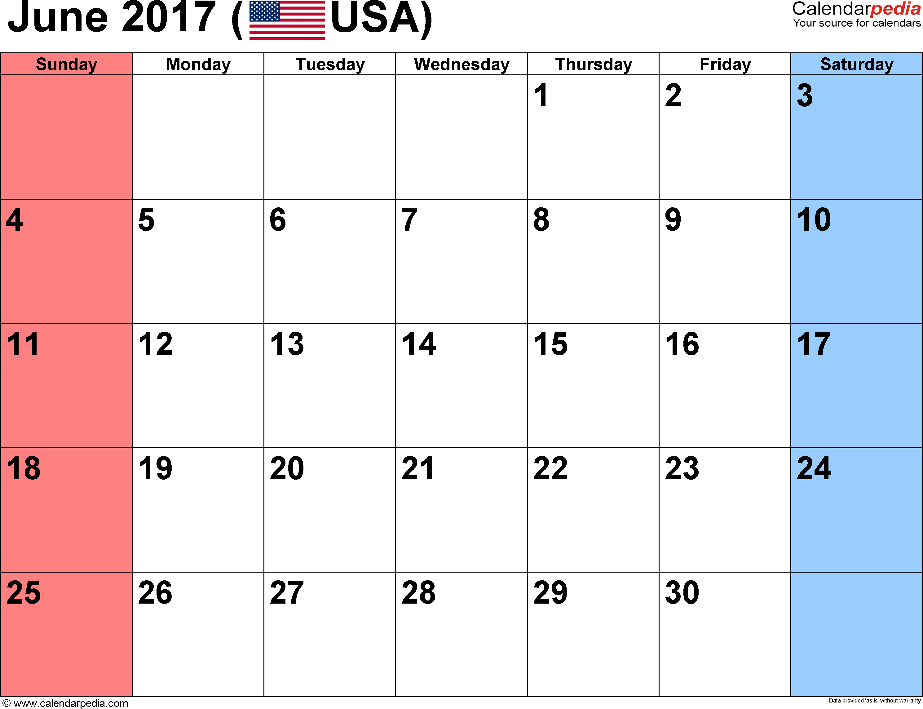 June 2017 Calendars for Word, Excel & PDF June 2017 Calendars for Word, Excel & PDF
