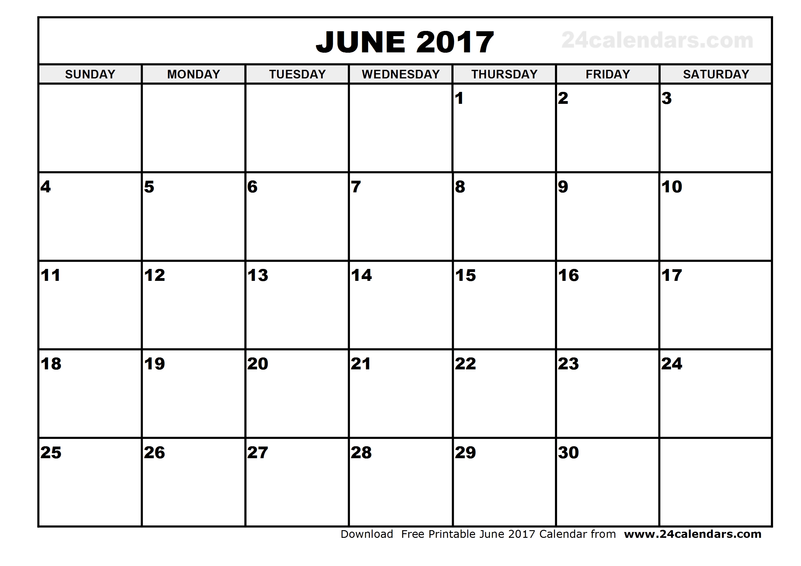 June 2017 Calendar Template | weekly calendar template