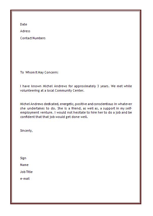 Microsoft Letter Of Recommendation Template report writing 