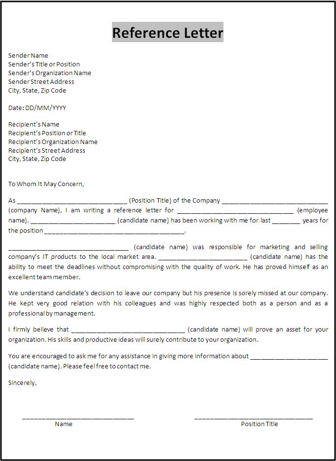 Free Letter of Reference Template | Recommendation Letter Template Free Letter of Reference Template | Recommendation Letter Template