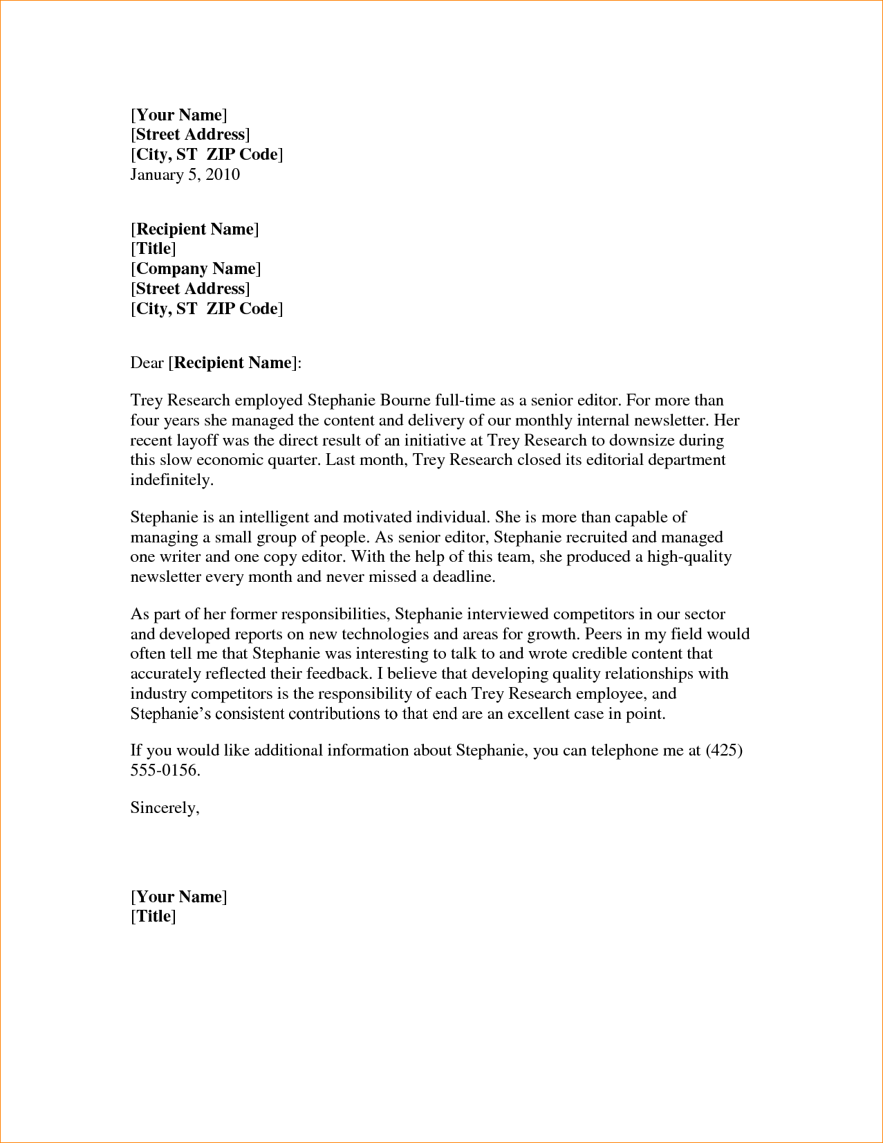 Reference Letter Template Word Reference Letter Template Word